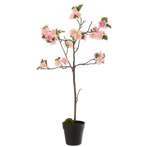 Dekorace umělý růžový kvetoucí stromek - 22*22*90 cm