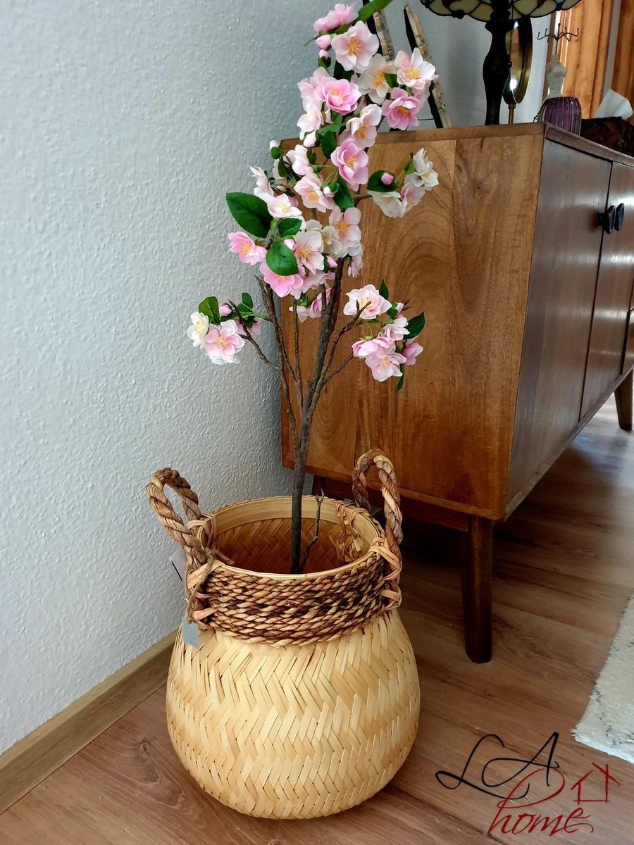 Dekorace umělý růžový kvetoucí stromek - 22*22*90 cm