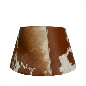 Stínidlo na lampu z hovězí kůže - hnědo bílá - 20*30* h 18,5cm