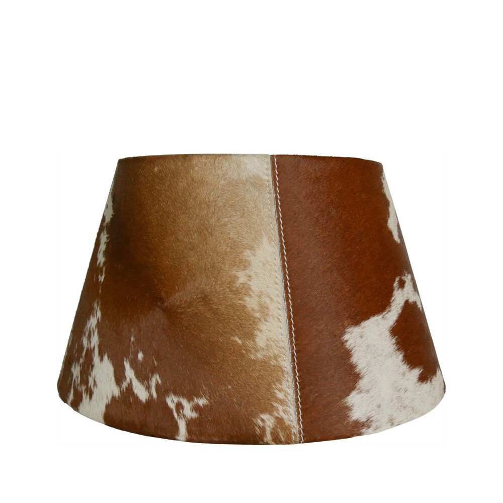 Stínidlo na lampu z hovězí kůže - hnědo bílá - 20*30* h 18,5cm