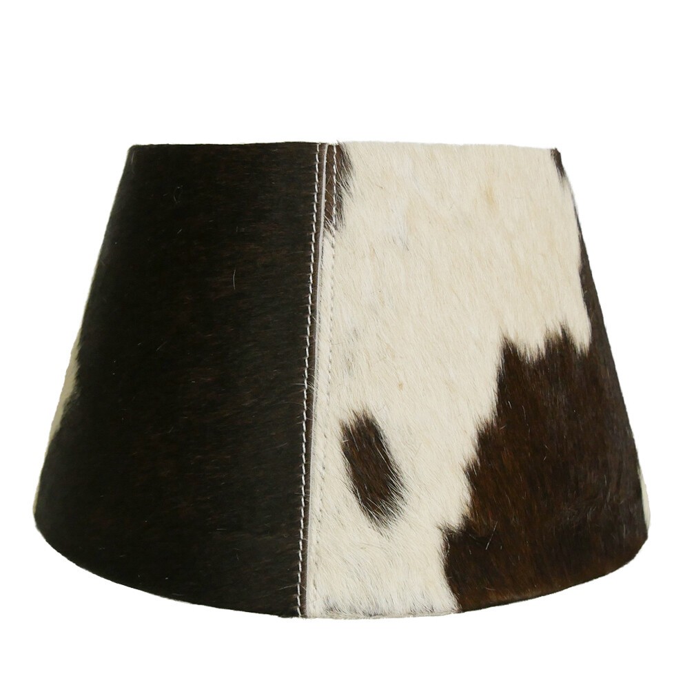 Stínidlo na lampu z hovězí kůže - hnědo bílá - 20*30*h18,5cm