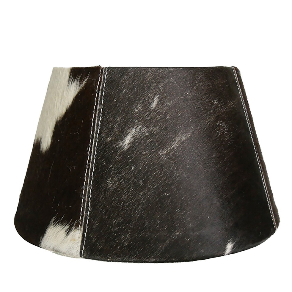 Stínidlo na lampu z hovězí kůže - hnědo bílá - 20*30*h18,5cm