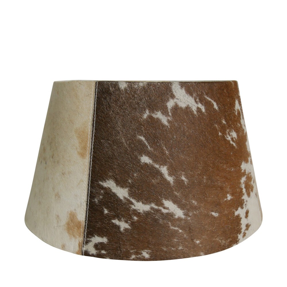 Hnědo bílé stínidlo na lampu z hovězí kůže 40 cm - 30*40*22,5 cm