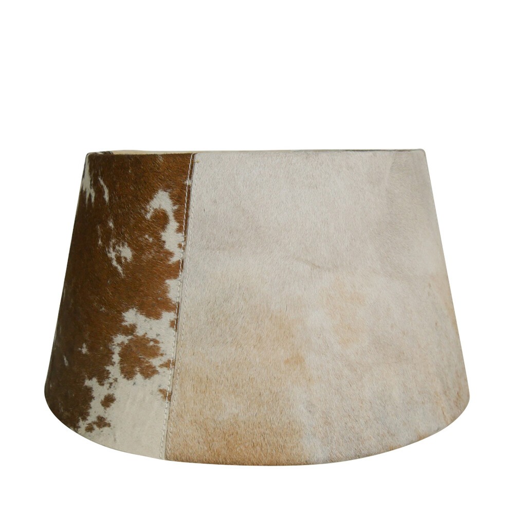 Hnědo bílé stínidlo na lampu z hovězí kůže 40 cm - 30*40*22,5 cm