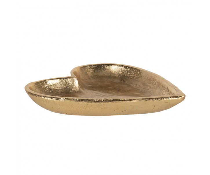 Zlatý dekorativní talíř z hliníku ve tvaru srdce M - 17*17*2 cm