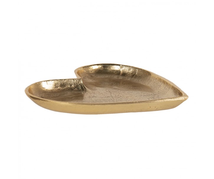 Zlatý dekorativní talíř z hliníku ve tvaru srdce L - 25*24*3 cm