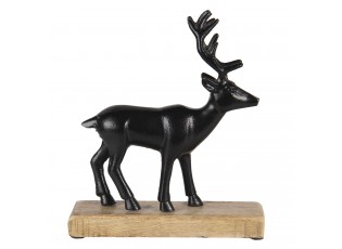 Hnědá soška jelena na dřevěném podstavci S - 16*6*18 cm