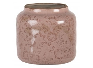 Růžový keramický květináč s popraskáním Alessia VM - Ø 14*13 cm