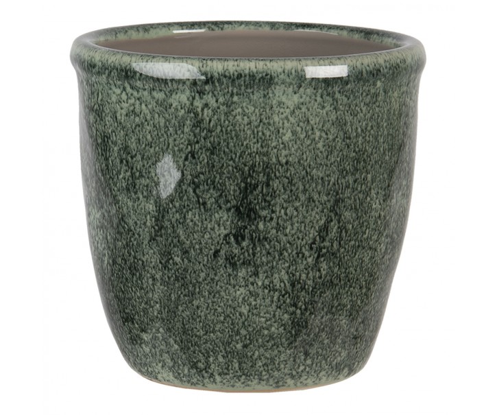 Šedo zelený mramorovaný obal na květináč XL - Ø 16*15 cm