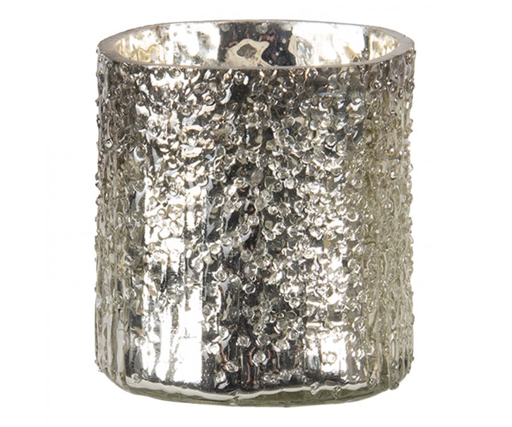 Zlato-stříbrný skleněný svícen Lumis - Ø 8*8 cm