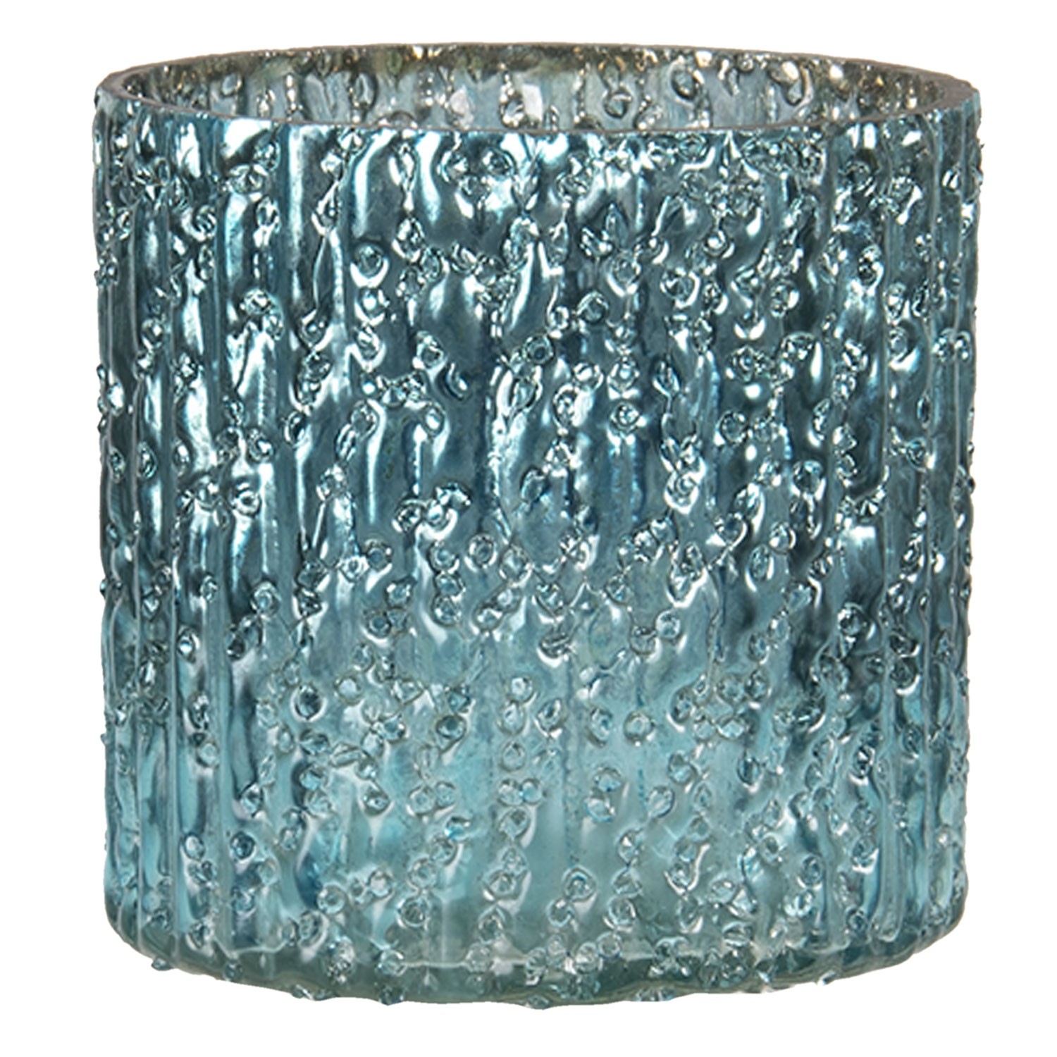 Modrý skleněný svícen Blavy S - Ø 8*8 cm Clayre & Eef