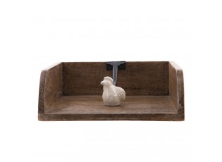 Dřevěný držák na ubrousky s bílou keramickou ozdobou - 20*18*6 cm