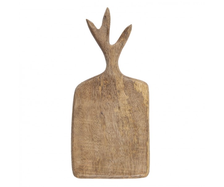 Hnědé dřevěné prkénko s úchopem ve tvaru parohů - 25*12*2 cm