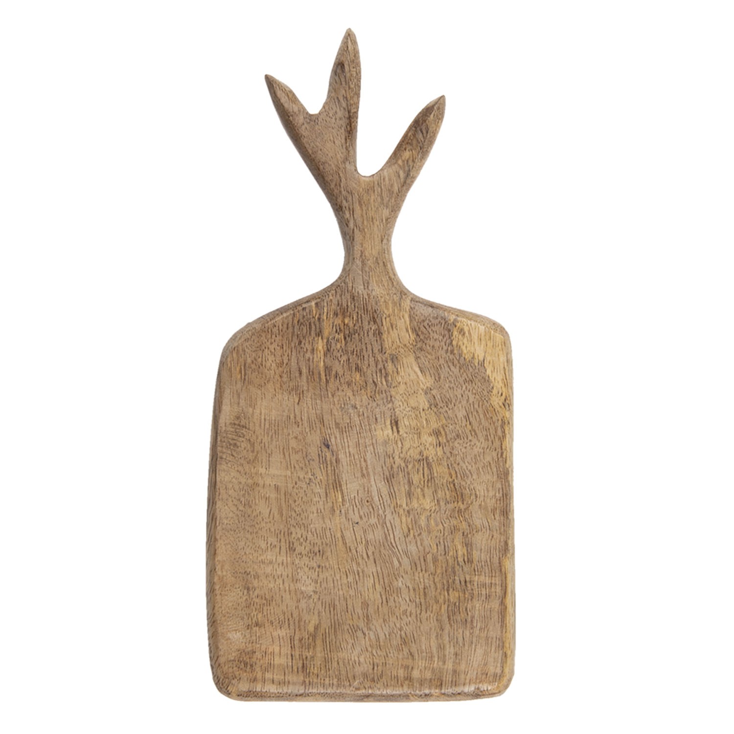 Hnědé dřevěné prkénko s úchopem ve tvaru parohů - 25*12*2 cm Clayre & Eef