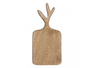 Hnědé dekorativní dřevěné prkénko s úchopem ve tvaru parohů - 30*14*2 cm