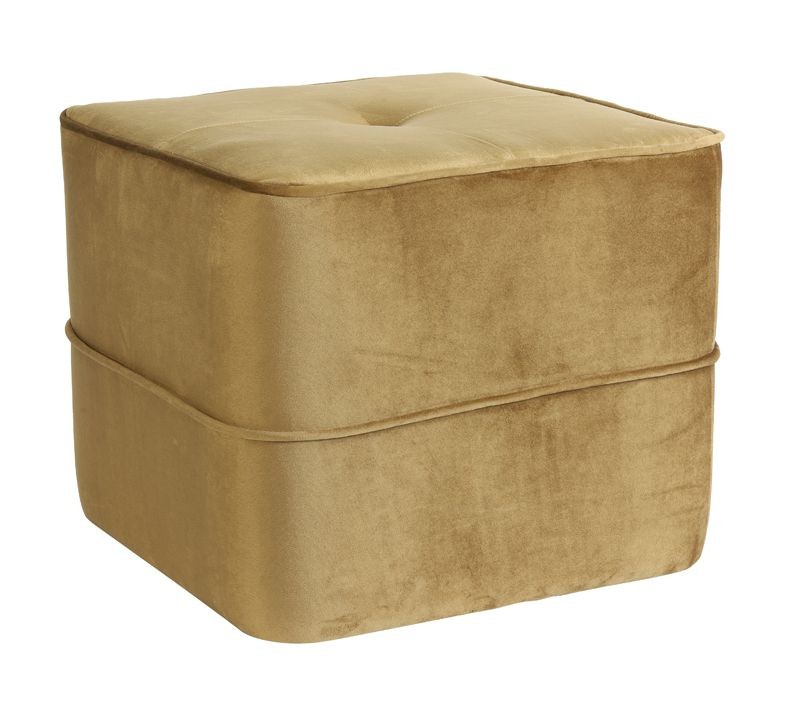 Karamelový sametový puf Kiki – 40*40*35cm