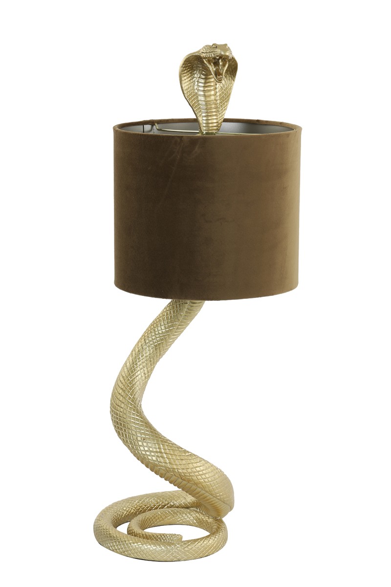 Zlatá stolní lampa va tvaru hada Snake s karamelovým stínidlem - 27*25*68cm / E27 Light & Living