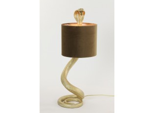 Zlatá stolní lampa va tvaru hada Snake s karamelovým stínidlem - 27*25*68cm / E27