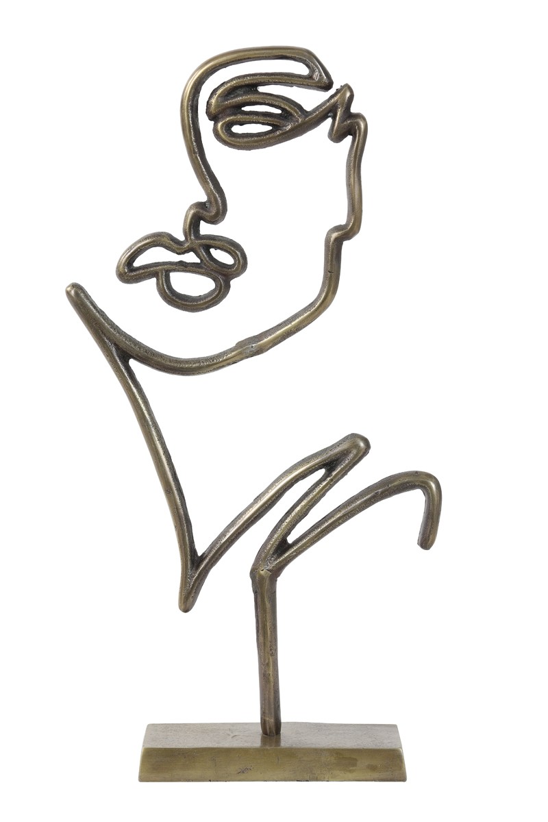 Bronzová stolní dekorace ve tvaru obličeje Face antique bronze - 48*26*8 cm