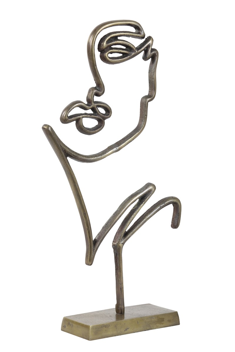 Bronzová stolní dekorace ve tvaru obličeje Face antique bronze - 48*26*8 cm