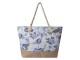 Světle šedo hnědá plážová taška s květinami - 50*36 cm