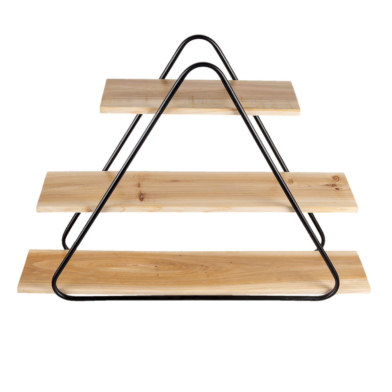 Nástěnný kovový stojan s 3 dřevěnými policemi Triangle - 70*15*50 cm Clayre & Eef