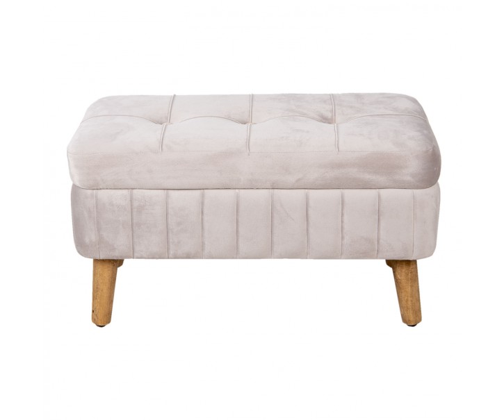 Světle béžová sametová podnožka Anne M - 62*30*35 cm