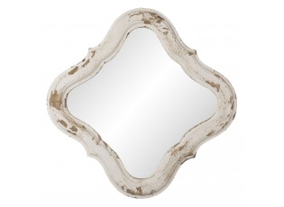 Nástěnné zrcadlo v bílo hnědém dřevěném rámu - 59*2*59 cm