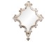 Zdobené vintage zrcadlo v bílé hnědém dřevěném rámu - 60*3*76 cm