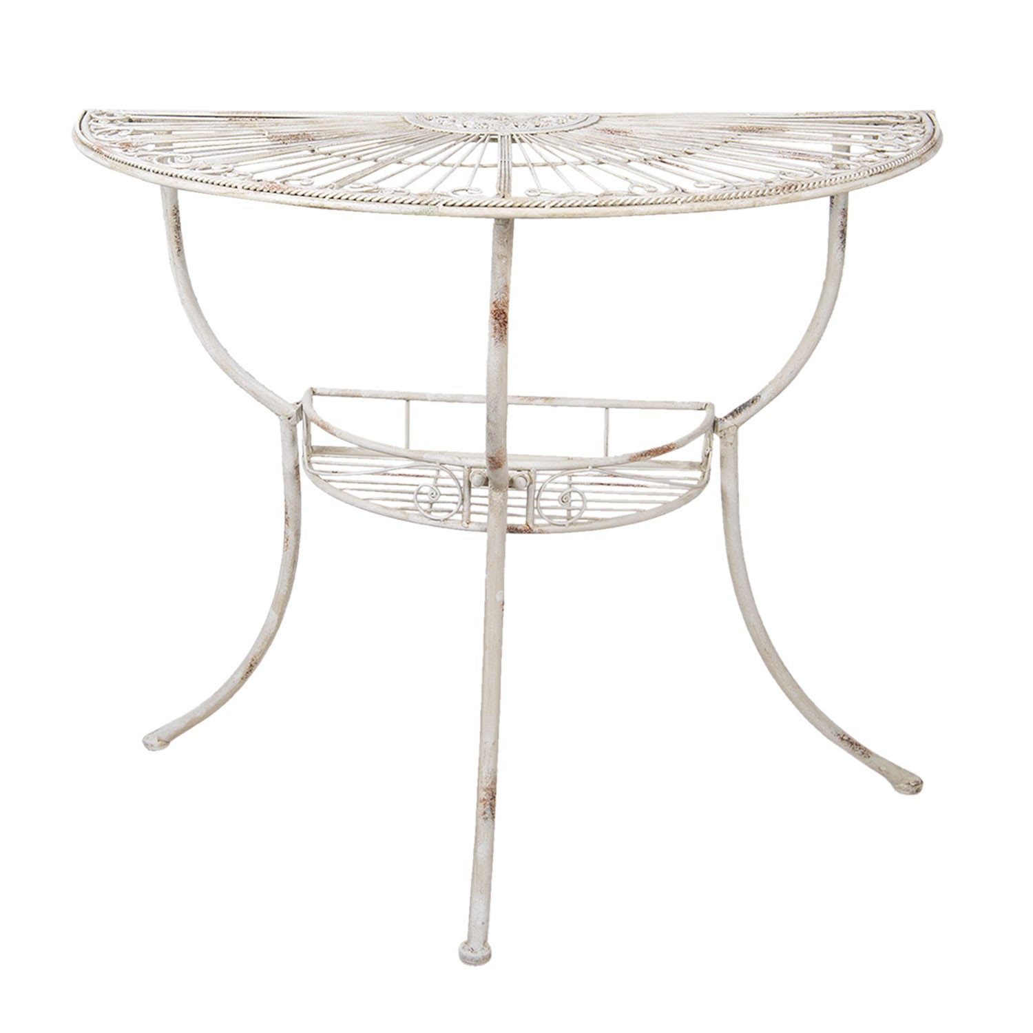 Bílý kovový zdobený nástěnný stůl Colette - 90*48*76 cm Clayre & Eef