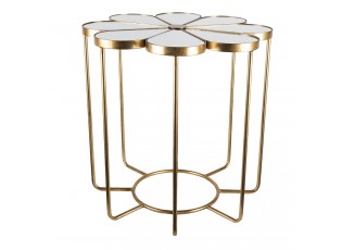 Zlatý kovový odkládací stolek Flower s deskou ve tvaru květu - Ø 62*61 cm