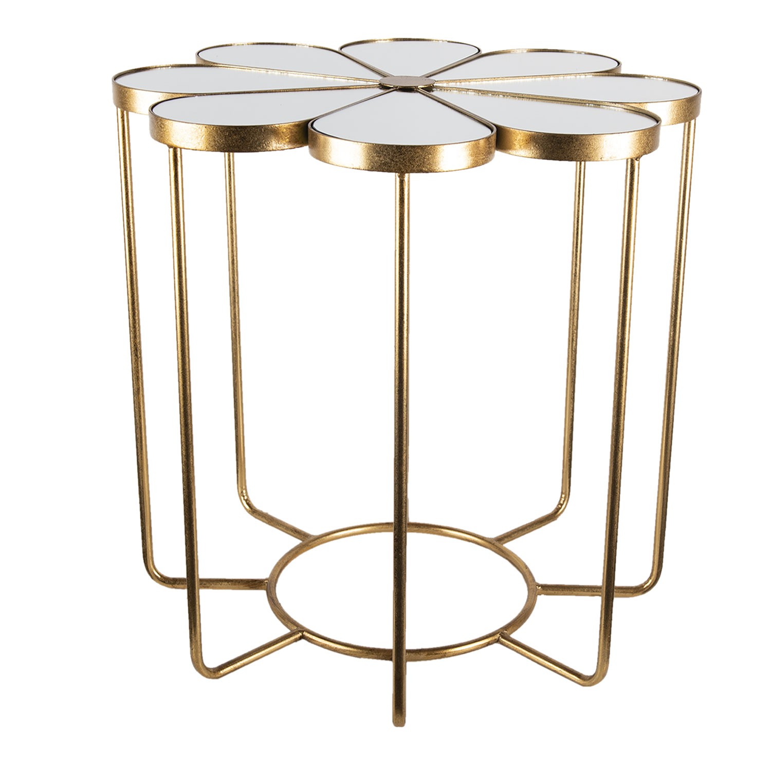 Zlatý kovový odkládací stolek Flower s deskou ve tvaru květu - Ø 62*61 cm 5Y0908