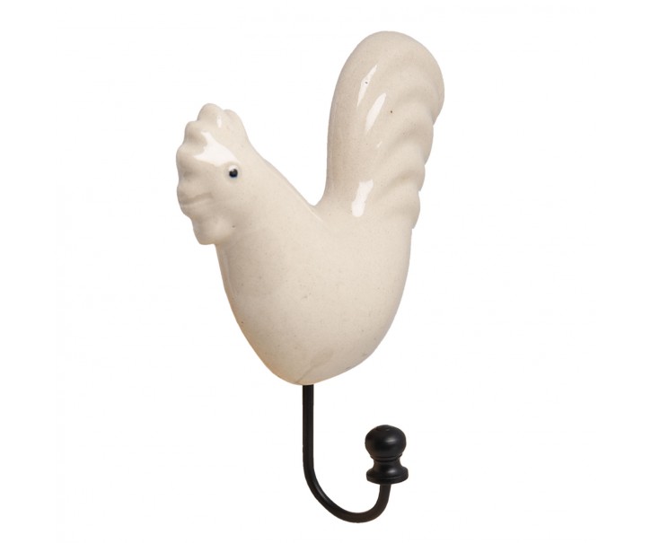 Nástěnný háček s keramickou slepičkou - 11*2*12 cm