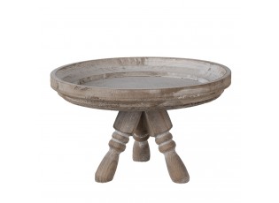 Hnědý dřevěný dekorativní odkládací stolík - Ø 30*18 cm