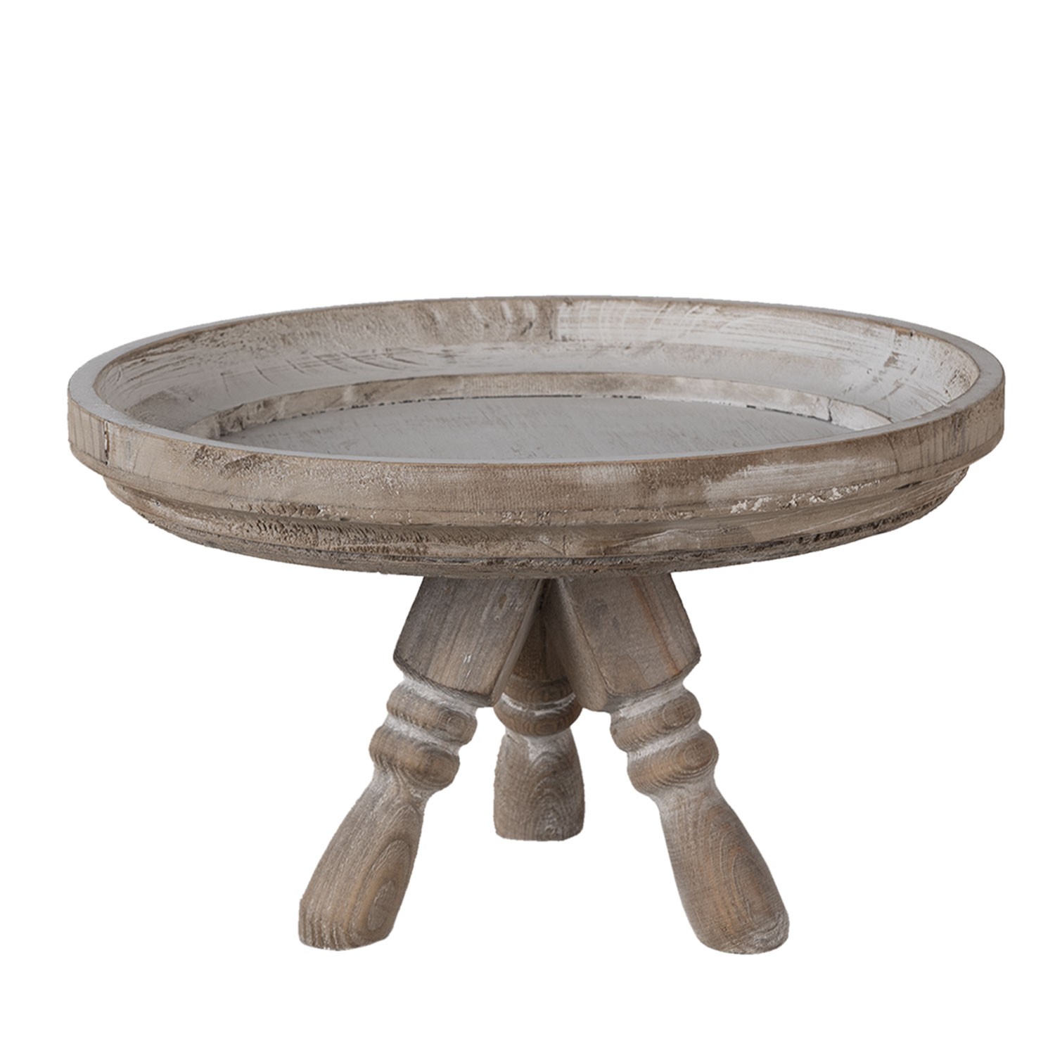 Hnědý dřevěný dekorativní odkládací stolík/etažér - Ø 30*18 cm Clayre & Eef