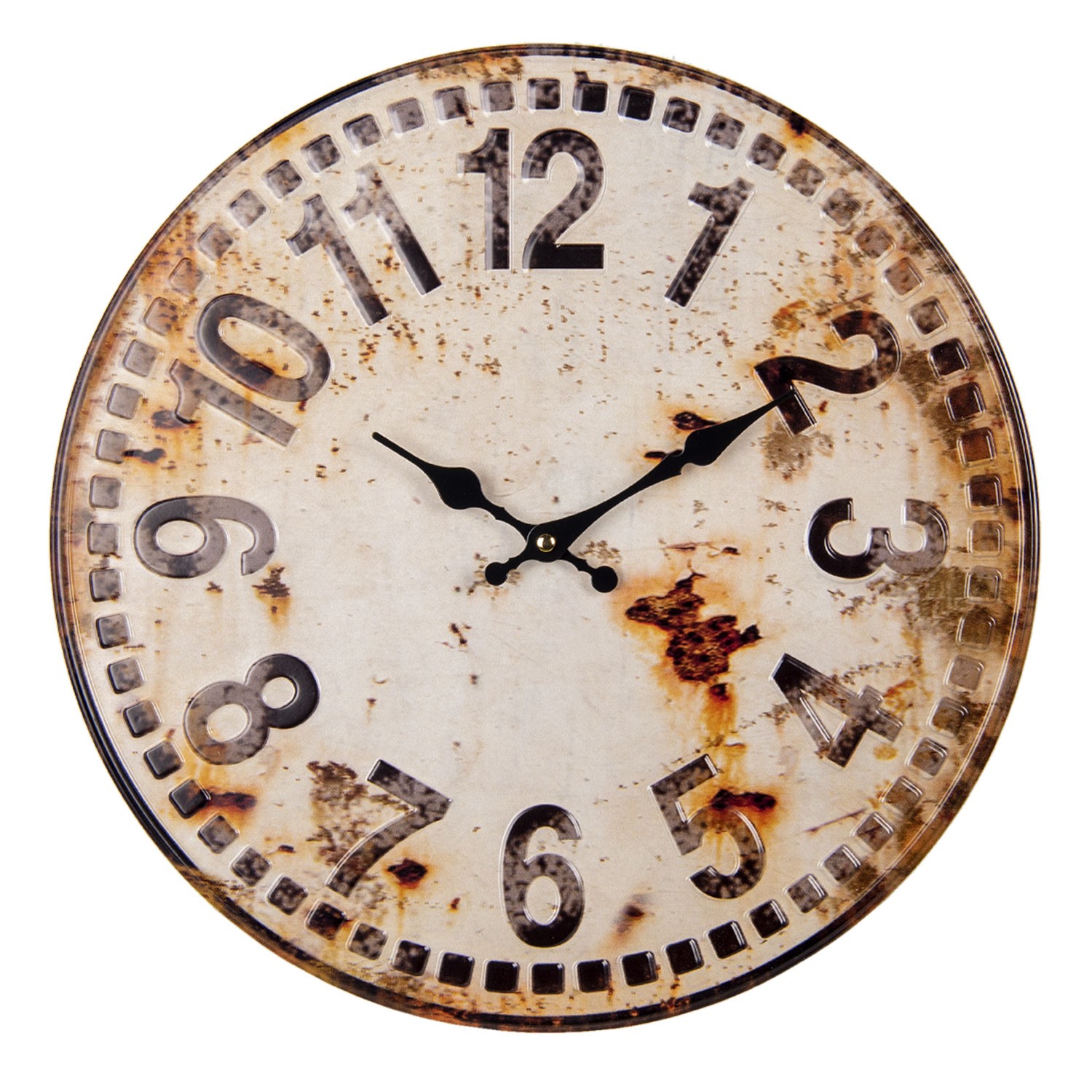 Nástěnné kulaté retro hodiny Elisa se rzí - Ø 40 cm / 1*AA Clayre & Eef