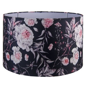 Černé sametové stínidlo na lampu s růžemi Rosinné - Ø 45*28 cm / E27