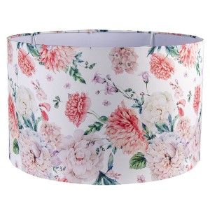 Bílé stínidlo na lampu s potiskem květin - Ø 45*28 cm / E27