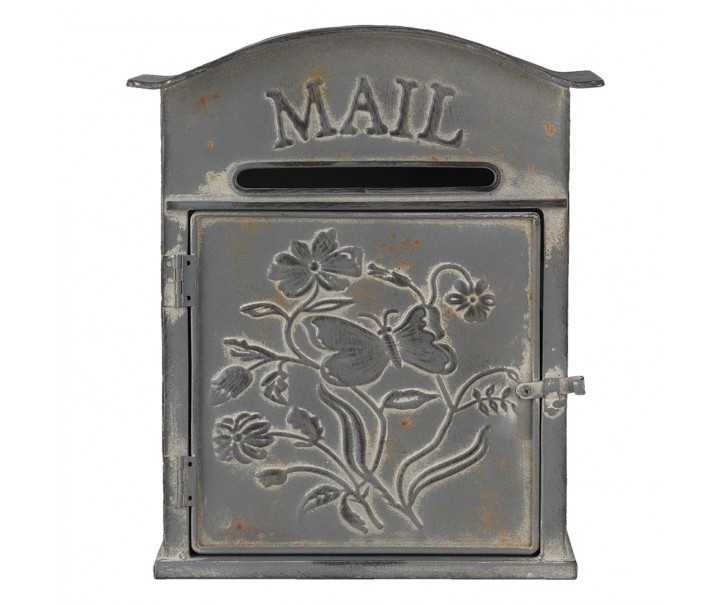 Šedá retro poštovní schránka Mail - 26*10*31 cm