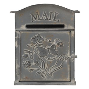 Šedá retro poštovní schránka Mail - 26*10*31 cm