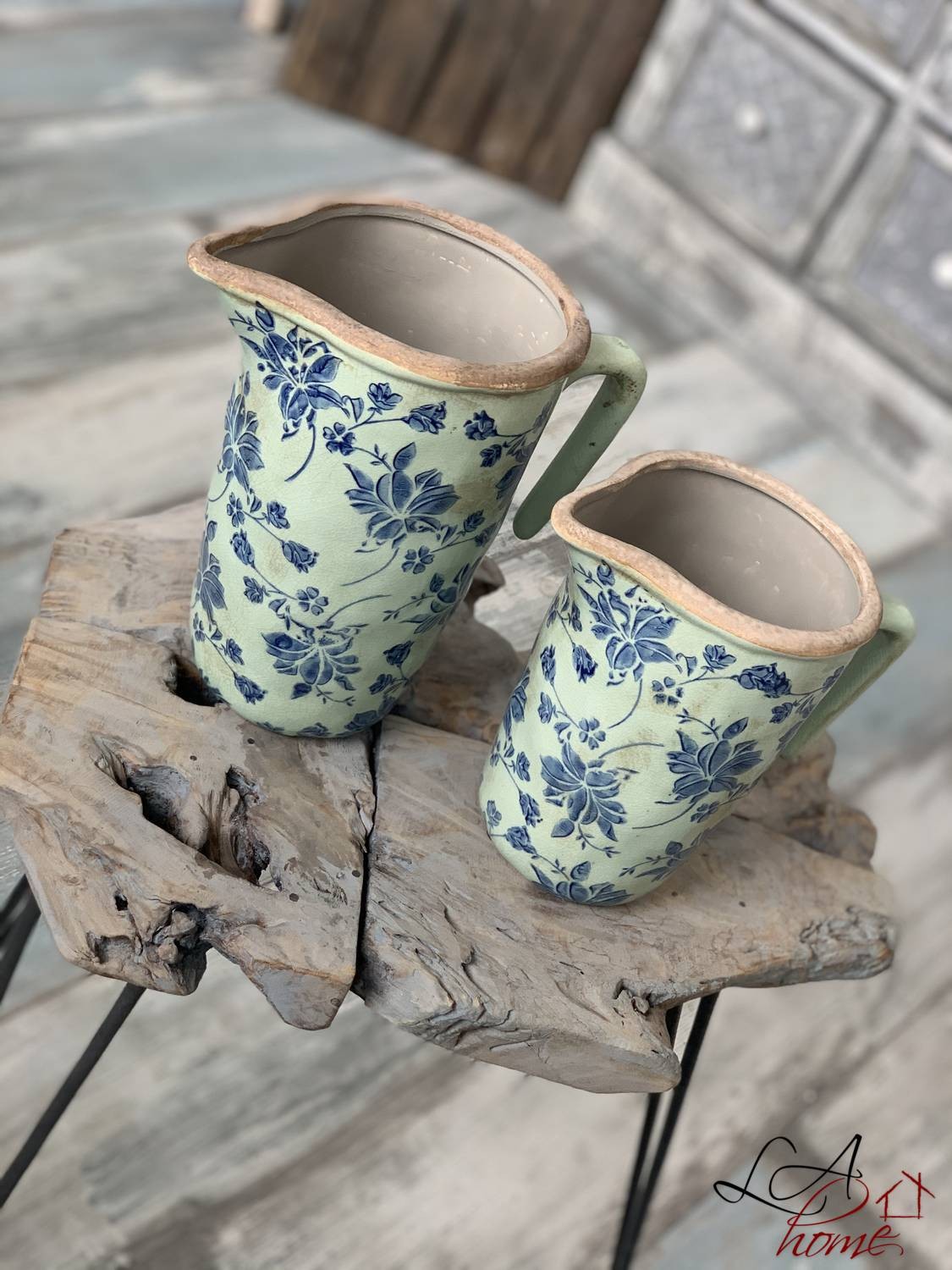 Keramický džbán s modrým potiskem L - 22*14*22 cm