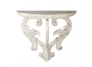 Bílý vintage nástěnný stolík s patinou - 56*29*51 cm