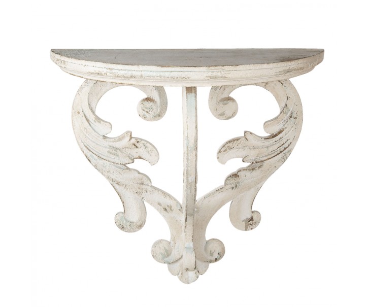 Bílý vintage nástěnný stolík s patinou - 56*29*51 cm