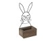 Hnědý dřevěný box s kovovým králíčkem - 20*13*10/44 cm