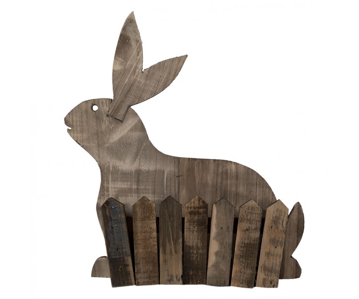 Hnědý dřevěný držák na květiny v motivu králíka - 31*12*36 cm