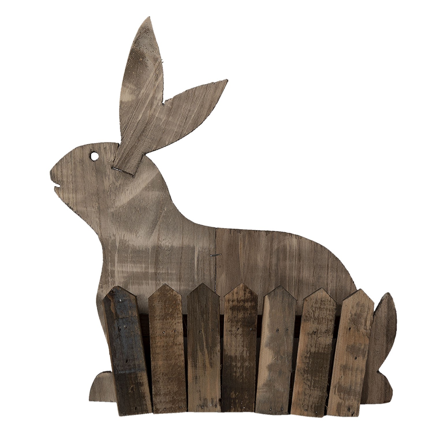 Hnědý dřevěný držák na květiny v motivu králíka - 31*12*36 cm 6H2020