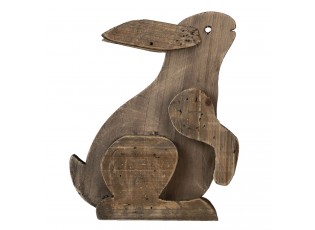 Hnědá dřevěná dekorativní soška sedícího králíka - 20*12*26 cm