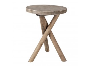 Dřevěný kulatý stolek na květiny - Ø 24*32 cm