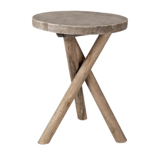 Dřevěný kulatý stolek na květiny - Ø 24*32 cm