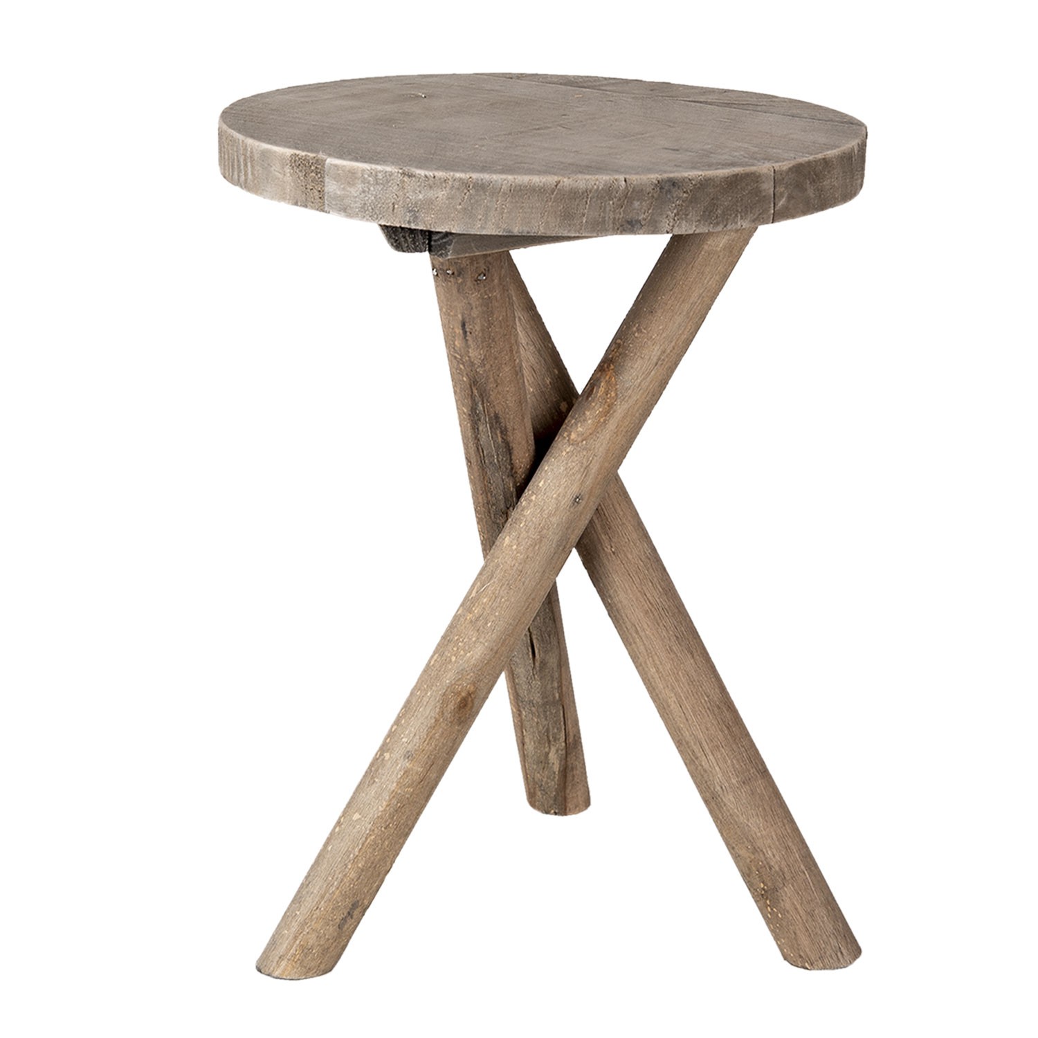 Dřevěný kulatý stolek na květiny - Ø 24*32 cm Clayre & Eef